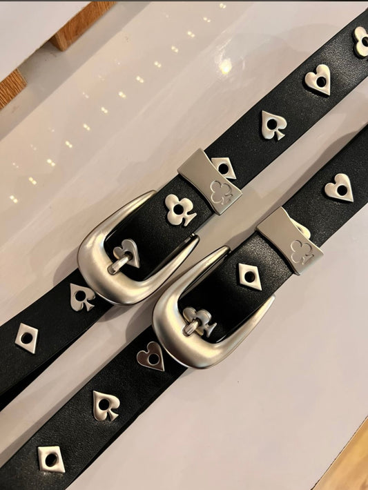 Deck of cards premium leather belt