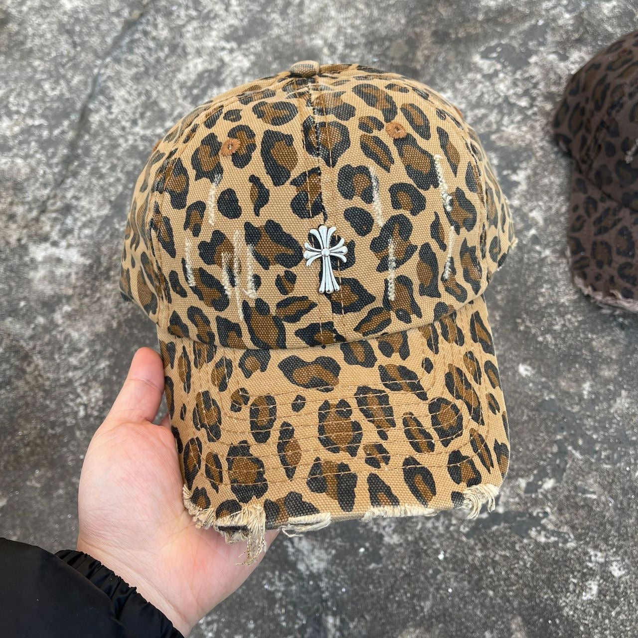 Leopard print chrome hat