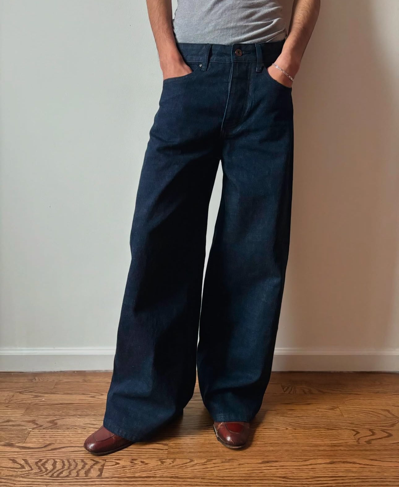 JAPANESE SELVEDGE WIDE LEG DENIM JEANS BLUE