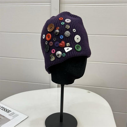 Buttoned beanie