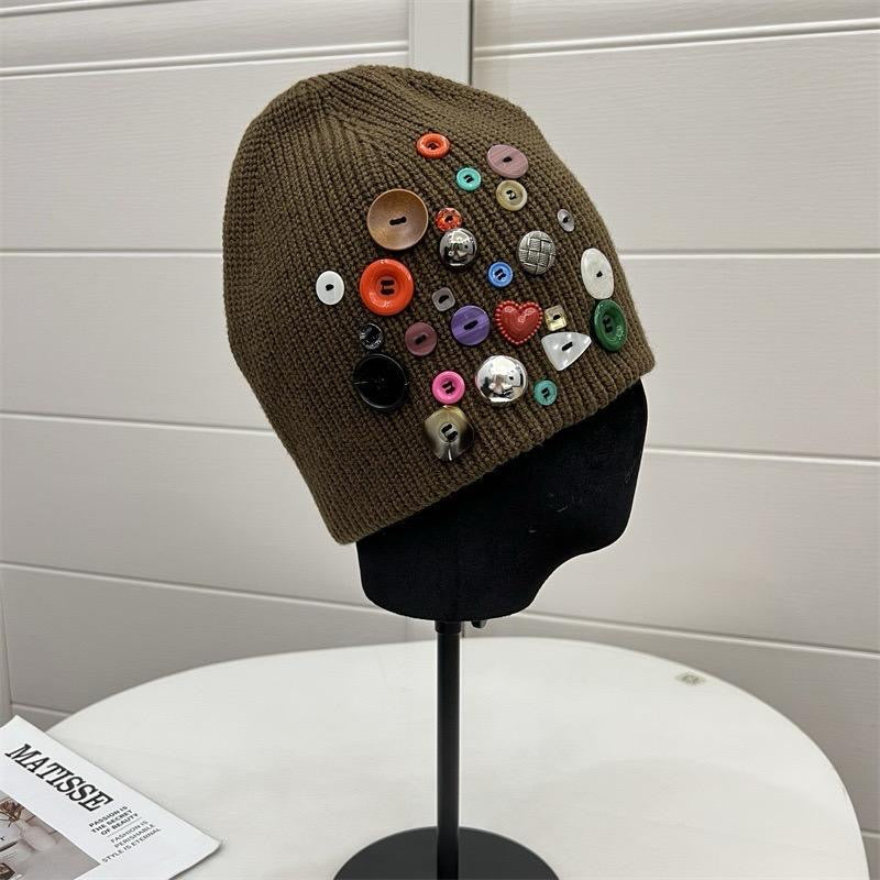 Buttoned beanie