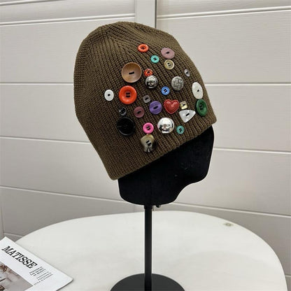 Buttoned beanie