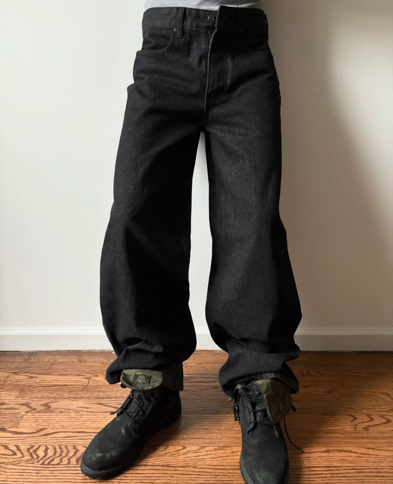 JAPANESE SELVEDGE WIDE LEG DENIM JEANS BLACK