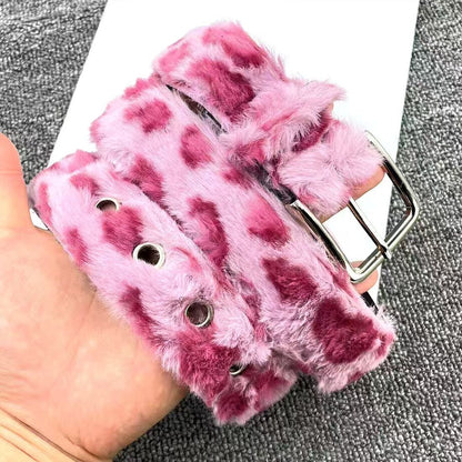 FUR LEOPARD PRINT BELT