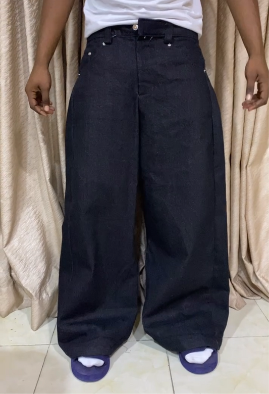 JAPANESE SELVEDGE WIDE LEG DENIM JEANS BLACK