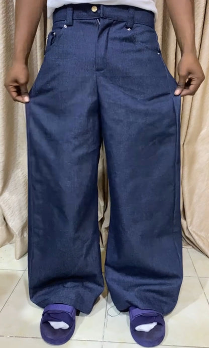 JAPANESE SELVEDGE WIDE LEG DENIM JEANS BLUE