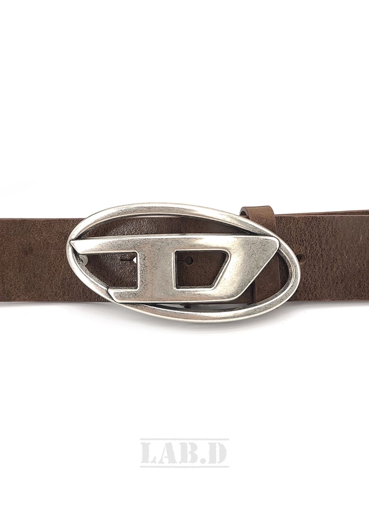 Sliver buckle diesel leather belt