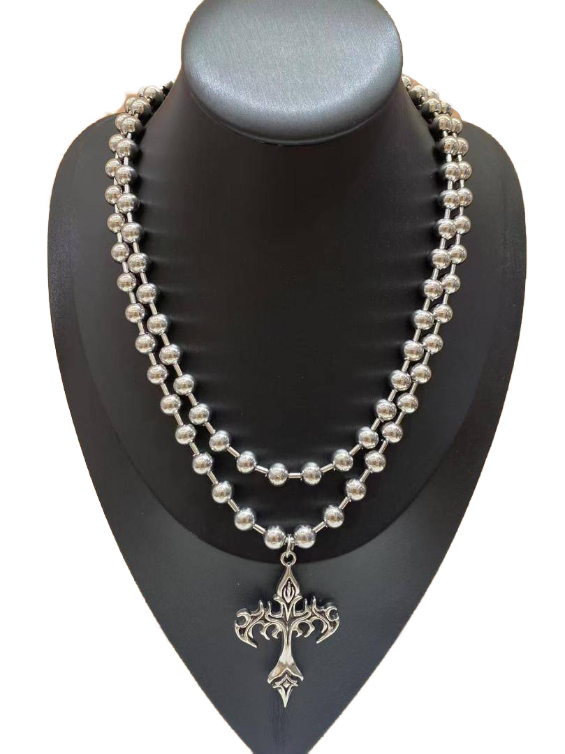 stainless steel x back pearl cross chain