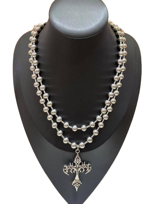 stainless steel x back pearl cross chain