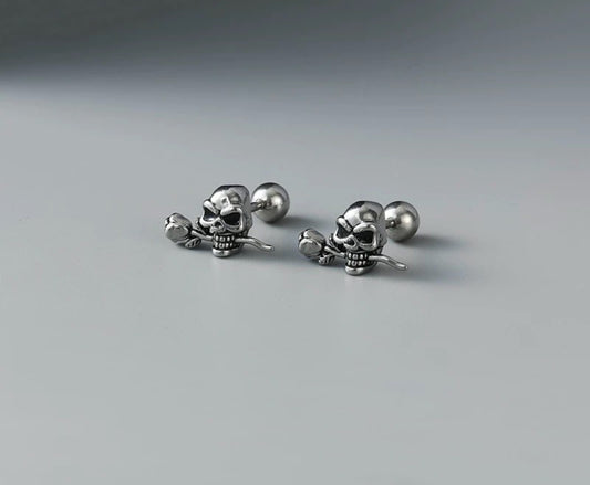 skull flower earrings