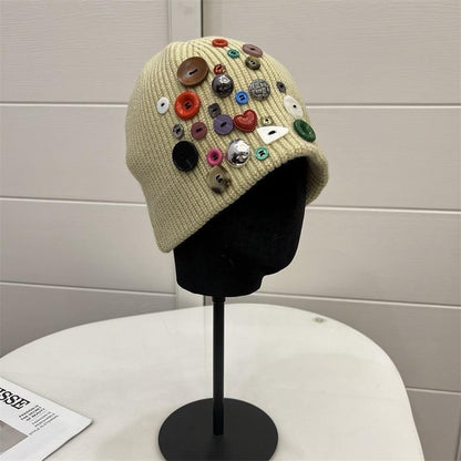 Buttoned beanie